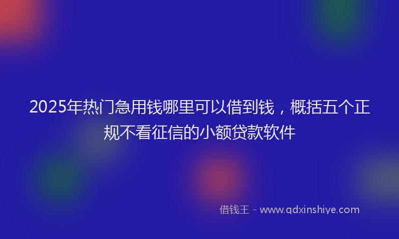 2025年热门急用钱哪里可以借到钱，概括五个正规不看征信的小额贷款软件