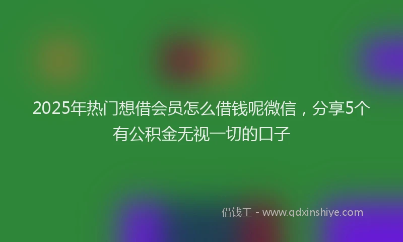 2025年热门想借会员怎么借钱呢微信，分享5个有公积金无视一切的口子