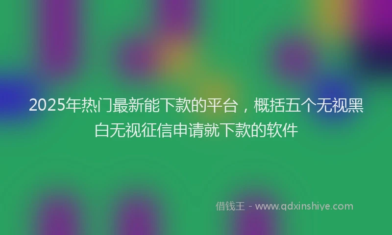 2025年热门最新能下款的平台，概括五个无视黑白无视征信申请就下款的软件