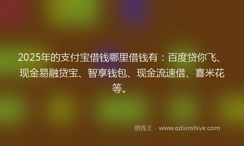2025年的支付宝借钱哪里借钱有：百度贷你飞、现金易融贷宝、智享钱包、现金流速借、喜米花等。