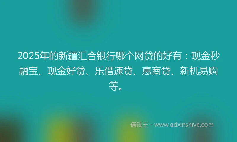 2025年的新疆汇合银行哪个网贷的好有：现金秒融宝、现金好贷、乐借速贷、惠商贷、新机易购等。