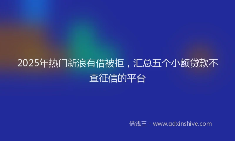 2025年热门新浪有借被拒，汇总五个小额贷款不查征信的平台