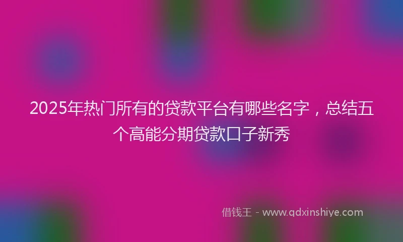 2025年热门所有的贷款平台有哪些名字，总结五个高能分期贷款口子新秀