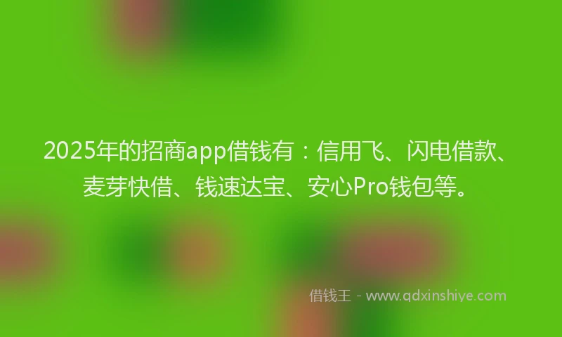 2025年的招商app借钱有：信用飞、闪电借款、麦芽快借、钱速达宝、安心Pro钱包等。