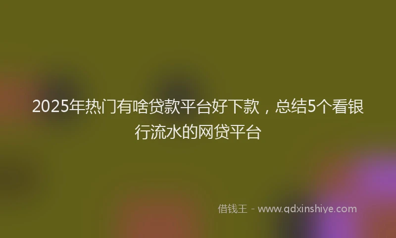 2025年热门有啥贷款平台好下款，总结5个看银行流水的网贷平台