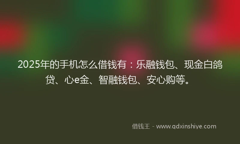 2025年的手机怎么借钱有：乐融钱包、现金白鸽贷、心e金、智融钱包、安心购等。
