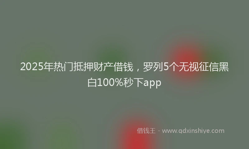 2025年热门抵押财产借钱，罗列5个无视征信黑白100%秒下app