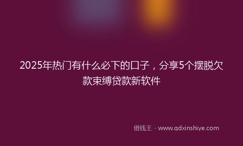 2025年热门有什么必下的口子，分享5个摆脱欠款束缚贷款新软件