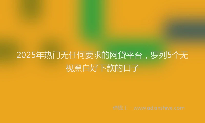2025年热门无任何要求的网贷平台，罗列5个无视黑白好下款的口子