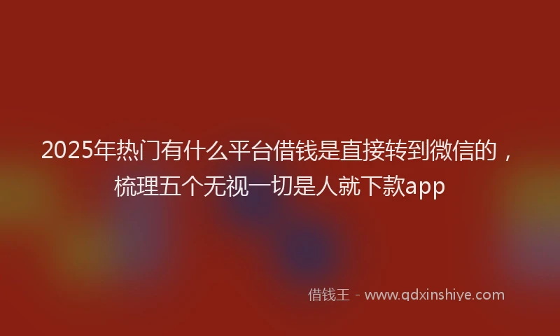 2025年热门有什么平台借钱是直接转到微信的，梳理五个无视一切是人就下款app