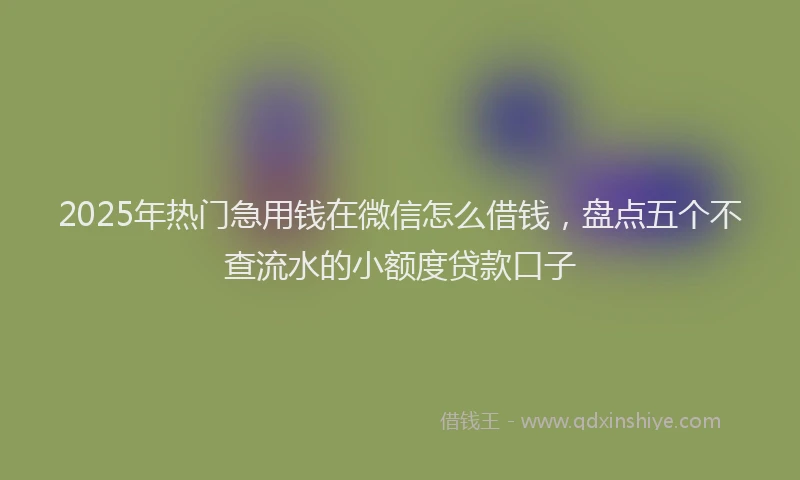 2025年热门急用钱在微信怎么借钱，盘点五个不查流水的小额度贷款口子