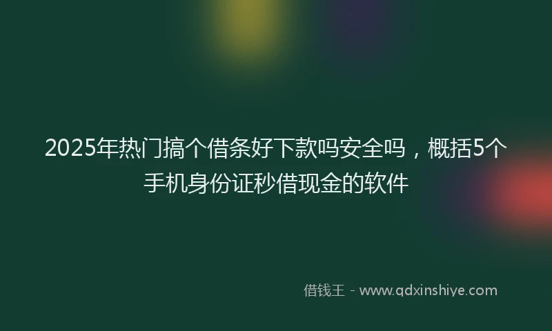 2025年热门搞个借条好下款吗安全吗，概括5个手机身份证秒借现金的软件