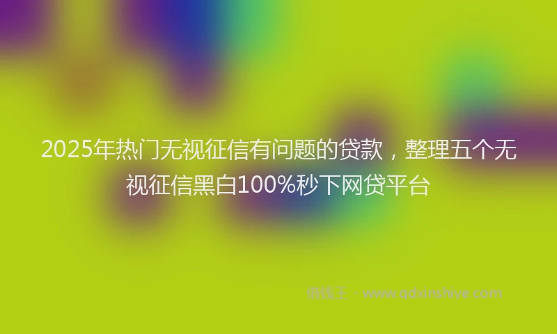 2025年热门无视征信有问题的贷款，整理五个无视征信黑白100%秒下网贷平台