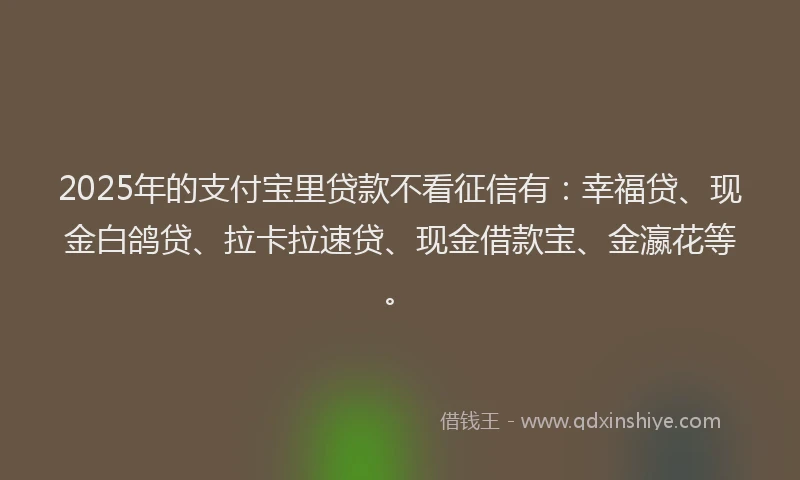 2025年的支付宝里贷款不看征信有：幸福贷、现金白鸽贷、拉卡拉速贷、现金借款宝、金瀛花等。