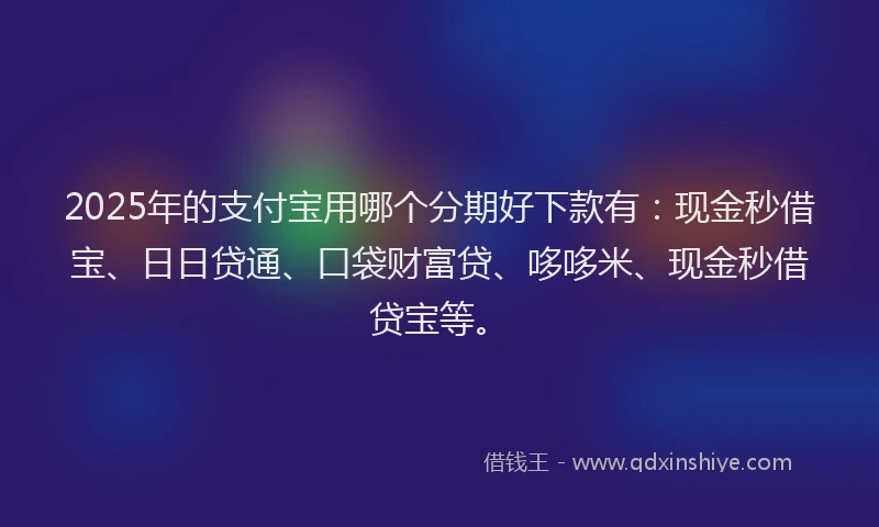 2025年的支付宝用哪个分期好下款有：现金秒借宝、日日贷通、口袋财富贷、哆哆米、现金秒借贷宝等。