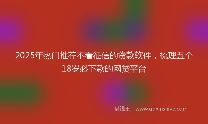 2025年热门推荐不看征信的贷款软件，梳理五个18岁必下款的网贷平台