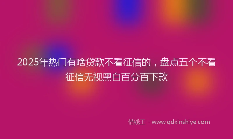 2025年热门有啥贷款不看征信的，盘点五个不看征信无视黑白百分百下款