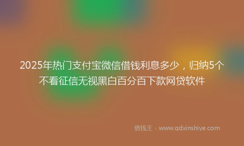 2025年热门支付宝微信借钱利息多少，归纳5个不看征信无视黑白百分百下款网贷软件