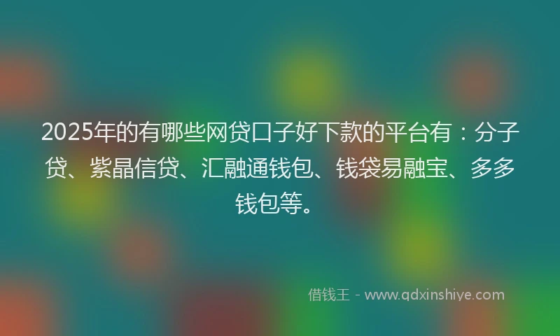 2025年的有哪些网贷口子好下款的平台有：分子贷、紫晶信贷、汇融通钱包、钱袋易融宝、多多钱包等。