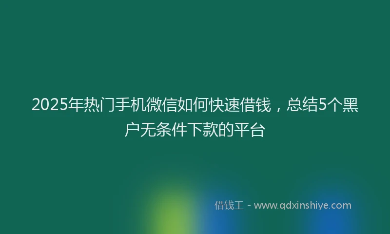 2025年热门手机微信如何快速借钱，总结5个黑户无条件下款的平台