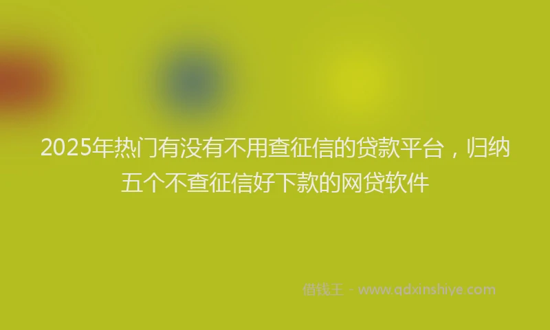 2025年热门有没有不用查征信的贷款平台，归纳五个不查征信好下款的网贷软件