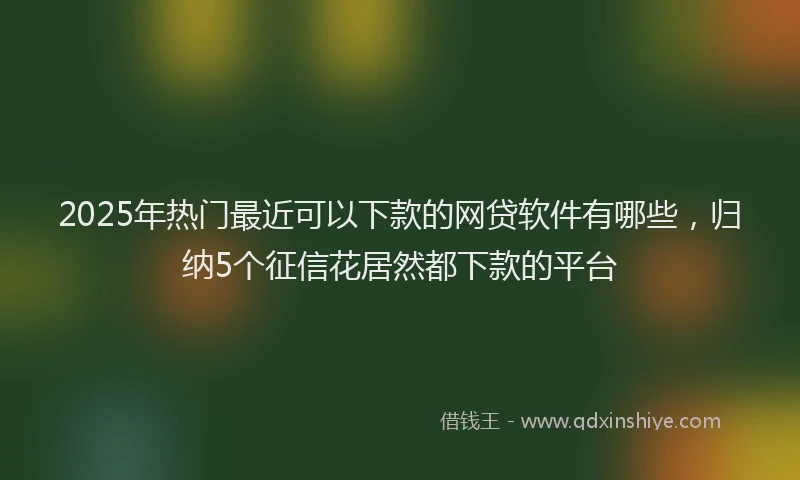 2025年热门最近可以下款的网贷软件有哪些，归纳5个征信花居然都下款的平台