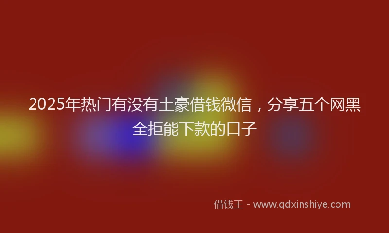 2025年热门有没有土豪借钱微信，分享五个网黑全拒能下款的口子