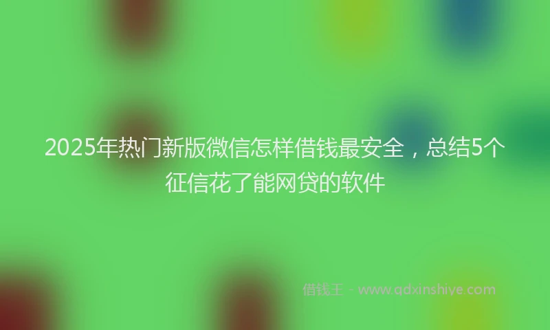 2025年热门新版微信怎样借钱最安全，总结5个征信花了能网贷的软件