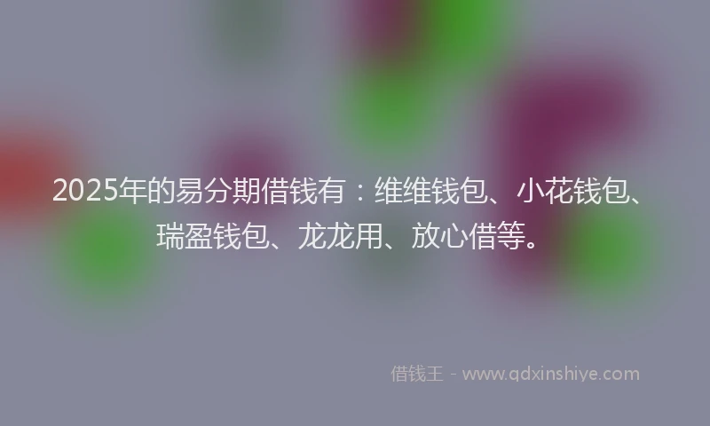 2025年的易分期借钱有：维维钱包、小花钱包、瑞盈钱包、龙龙用、放心借等。