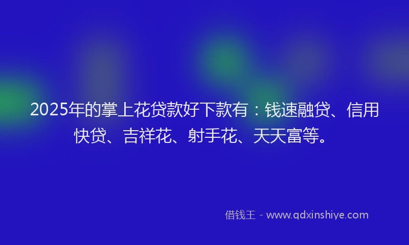 2025年的掌上花贷款好下款有：钱速融贷、信用快贷、吉祥花、射手花、天天富等。