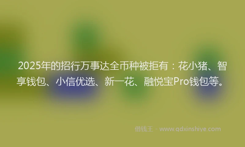 2025年的招行万事达全币种被拒有：花小猪、智享钱包、小信优选、新一花、融悦宝Pro钱包等。