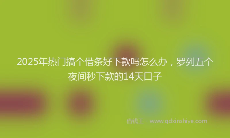 2025年热门搞个借条好下款吗怎么办，罗列五个夜间秒下款的14天口子