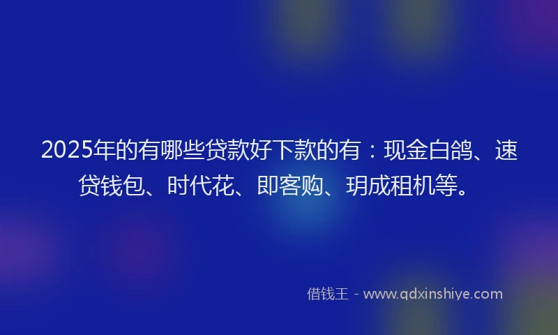 2025年的有哪些贷款好下款的有：现金白鸽、速贷钱包、时代花、即客购、玥成租机等。