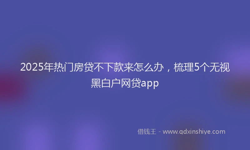 2025年热门房贷不下款来怎么办，梳理5个无视黑白户网贷app