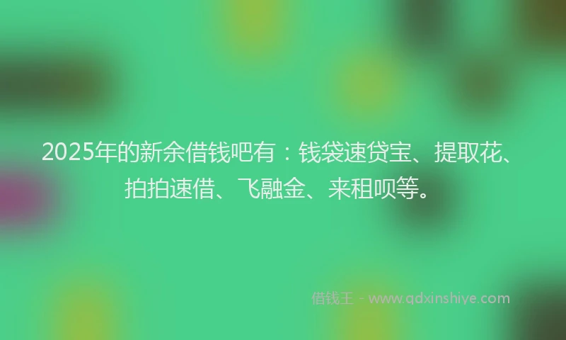 2025年的新余借钱吧有：钱袋速贷宝、提取花、拍拍速借、飞融金、来租呗等。