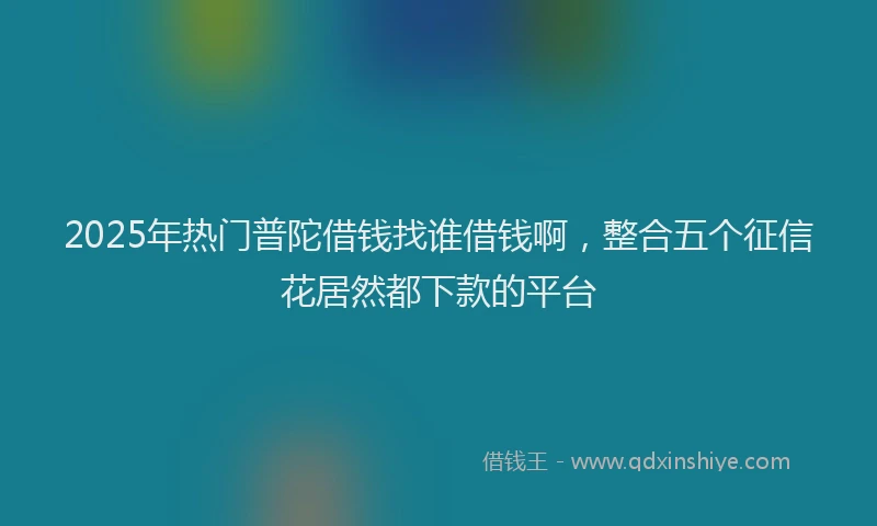 2025年热门普陀借钱找谁借钱啊，整合五个征信花居然都下款的平台