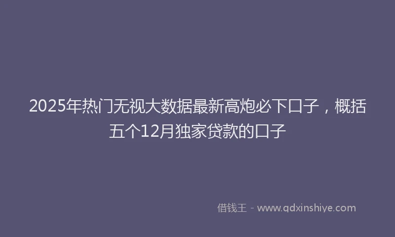 2025年热门无视大数据最新高炮必下口子，概括五个12月独家贷款的口子
