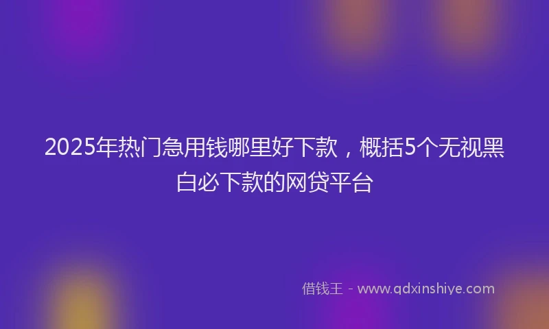 2025年热门急用钱哪里好下款，概括5个无视黑白必下款的网贷平台
