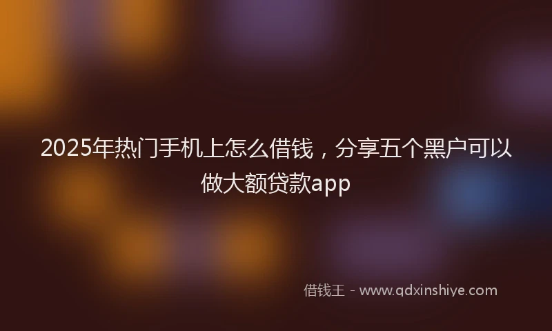 2025年热门手机上怎么借钱，分享五个黑户可以做大额贷款app