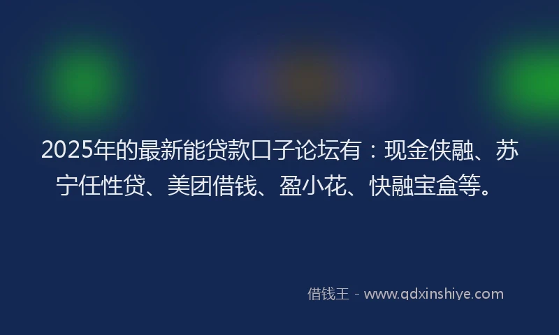 2025年的最新能贷款口子论坛有：现金侠融、苏宁任性贷、美团借钱、盈小花、快融宝盒等。