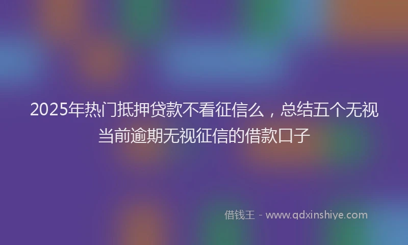 2025年热门抵押贷款不看征信么，总结五个无视当前逾期无视征信的借款口子