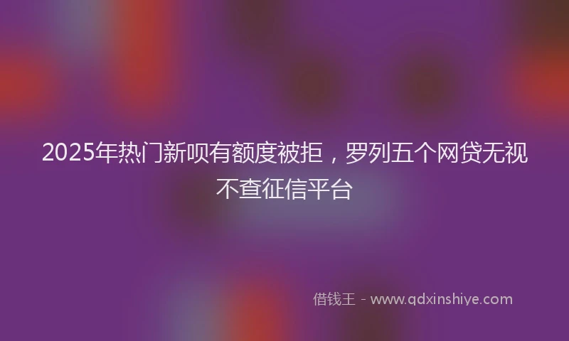 2025年热门新呗有额度被拒，罗列五个网贷无视不查征信平台