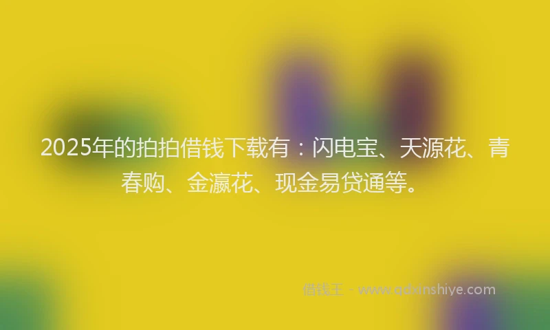 2025年的拍拍借钱下载有：闪电宝、天源花、青春购、金瀛花、现金易贷通等。