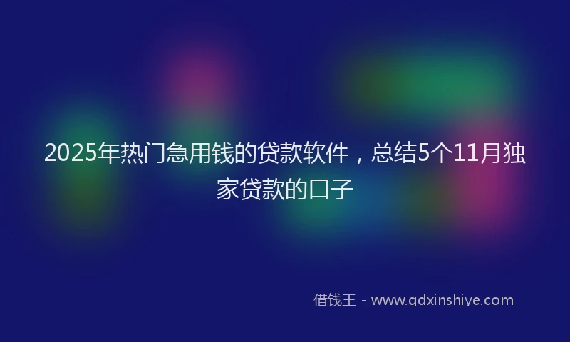 2025年热门急用钱的贷款软件，总结5个11月独家贷款的口子