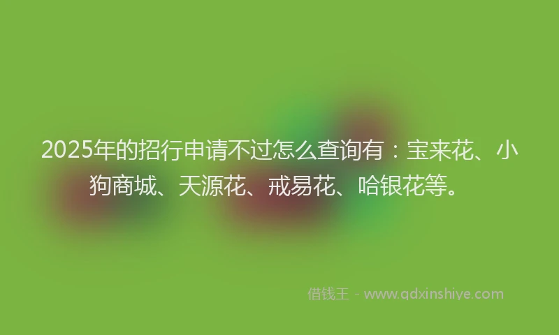 2025年的招行申请不过怎么查询有：宝来花、小狗商城、天源花、戒易花、哈银花等。