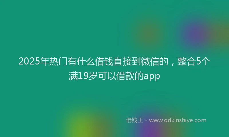 2025年热门有什么借钱直接到微信的，整合5个满19岁可以借款的app