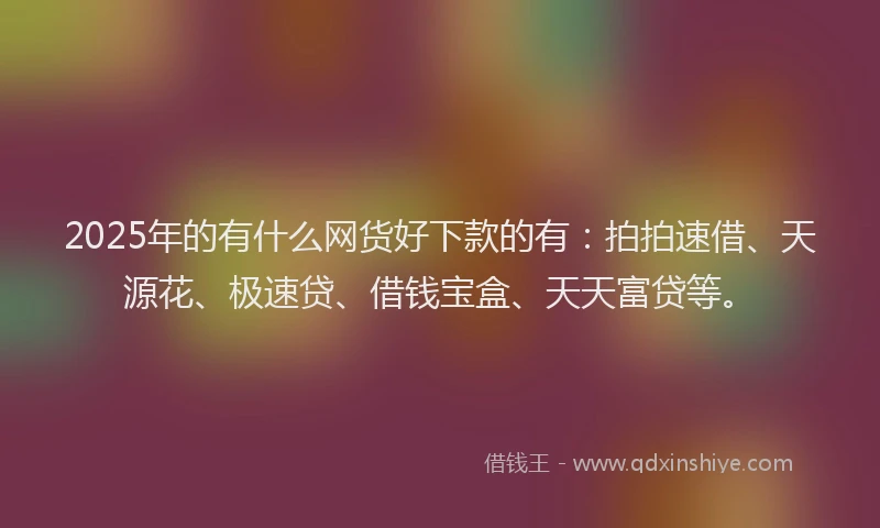 2025年的有什么网货好下款的有：拍拍速借、天源花、极速贷、借钱宝盒、天天富贷等。
