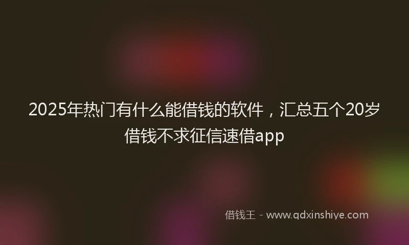 2025年热门有什么能借钱的软件，汇总五个20岁借钱不求征信速借app