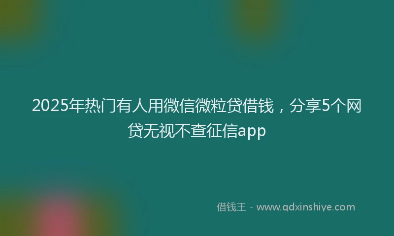 2025年热门有人用微信微粒贷借钱，分享5个网贷无视不查征信app