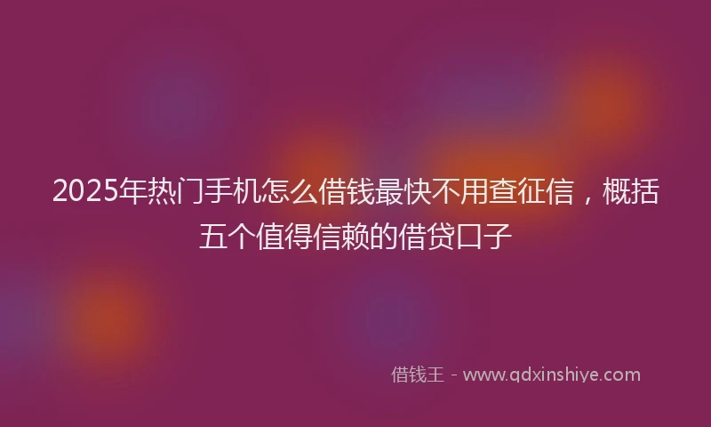 2025年热门手机怎么借钱最快不用查征信，概括五个值得信赖的借贷口子